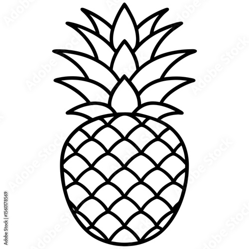 Pineapple Fruit Line Vector