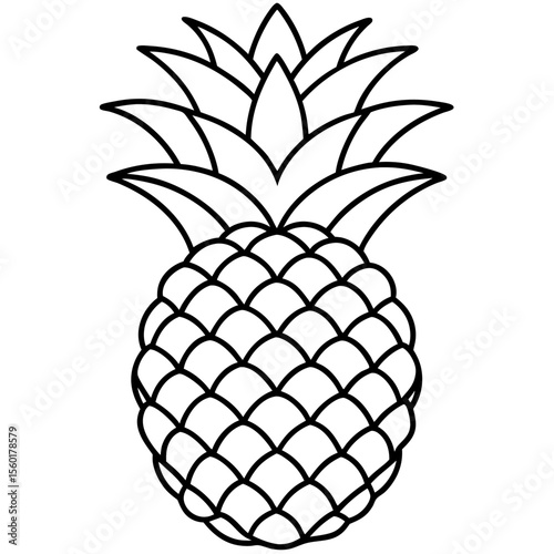 Pineapple Fruit Line Vector