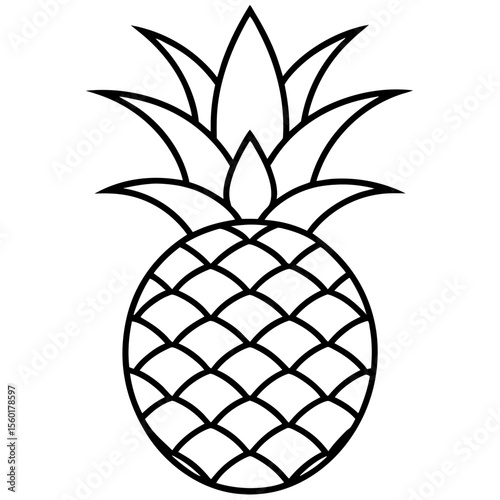 Pineapple Fruit Line Vector