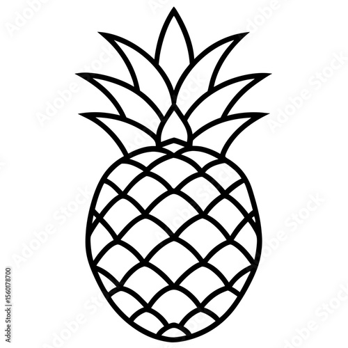 Pineapple Fruit Line Vector