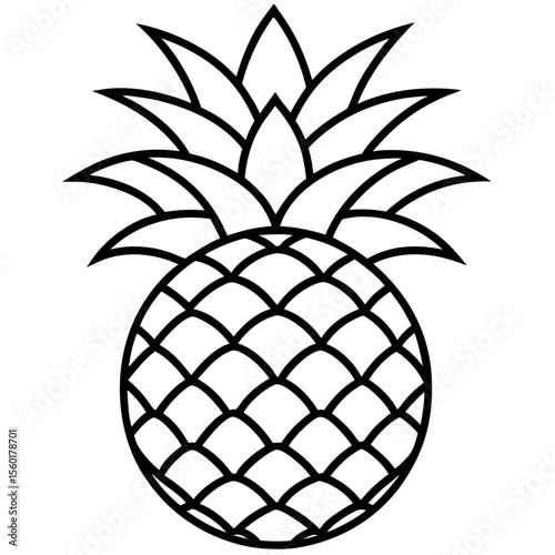 Pineapple Fruit Line Vector