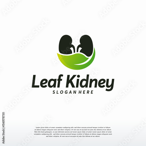 Leaf Kidney logo designs concept vector, Nature Kidney logo template