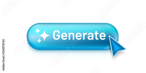 Button Ai Generate, Call for assistant help, image and text generator. Vector Illustration