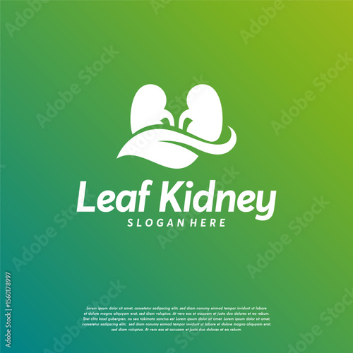 Leaf Kidney logo designs concept vector, Nature Kidney logo template