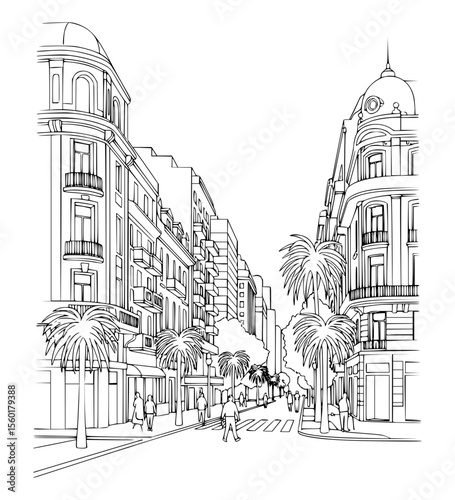 Line Art of Florida Street, Buenos Aires