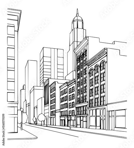 Line Art of Franklin Street, Chicago