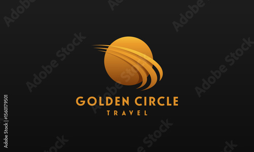 Golden Circle Logo Travel industry vector, Circle Swoosh logo template
