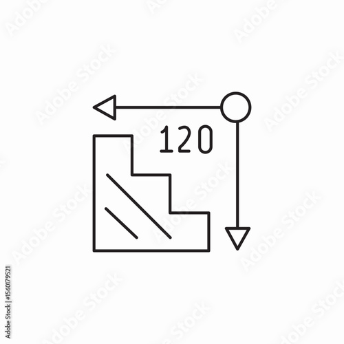 stair dimension measurement icon sign vector