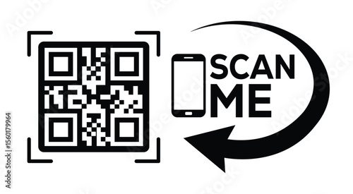 Scan QR code icon. Digital scanning qr code. QR code scan for smartphone. Scan Here text on top of the qr code