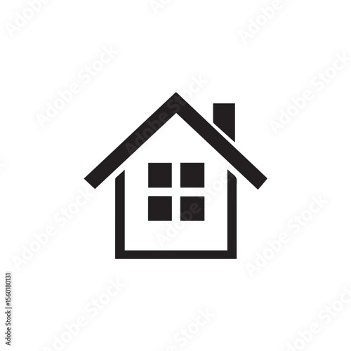 Minimalist vector home icon, simple black outline house symbol, perfect for web, mobile apps, user interface design, real estate, or navigation concepts. Isolated on white background