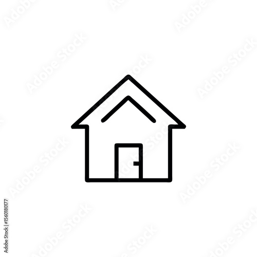 Minimalist vector home icon, simple black outline house symbol, perfect for web, mobile apps, user interface design, real estate, or navigation concepts. Isolated on white background