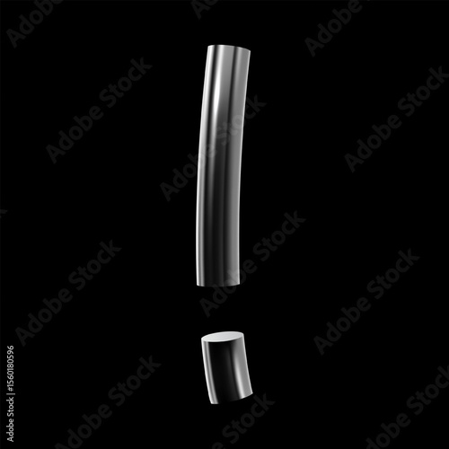 Glossy 3d exclamation symbol in chrome y2k style