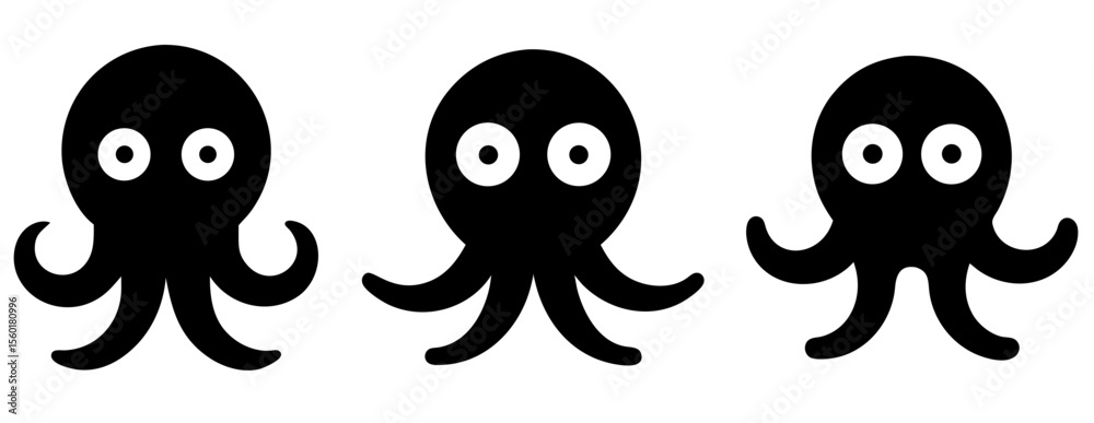 Fototapeta premium Octopus Silhouette Vector Collection for Marine, Sea Creature, and Nautical Projects