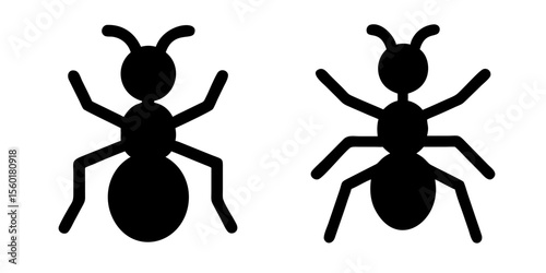 Simple Ant Icon Vector Collection for Pest Management, Nature, and Science Projects