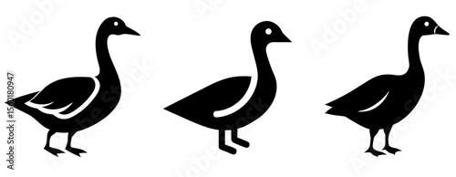 Stylish Goose Icon Vector Collection for Nature, Farm, and Wildlife Projects