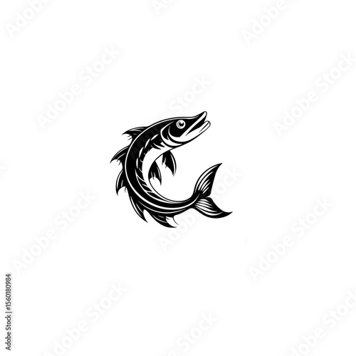 Vector illustration of a tropical fish silhouette white background 