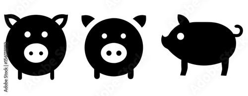 Pigs Vector Collection Cartoon Farm Swine Livestock Animal Illustration Cute