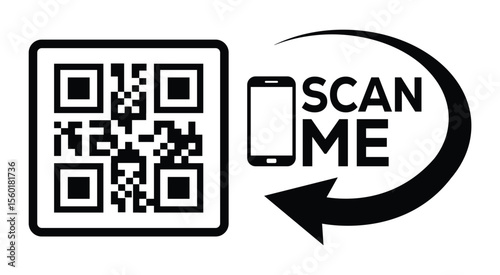 Scan QR code icon. Digital scanning qr code. QR code scan for smartphone. Scan Here text on top of the qr code