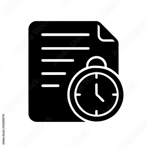 Document with clock icon representing task deadlines – filled