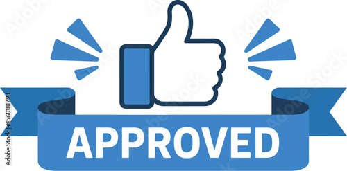 Approved thumbs up icon vector illustration for business success and positive feedback confirmation design