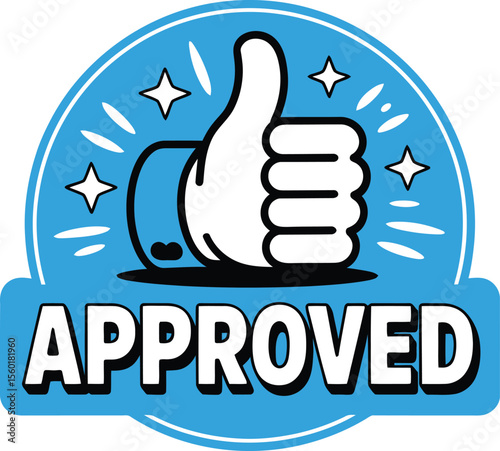 Approved thumbs up icon vector graphic for business success and positive feedback or agreement concept