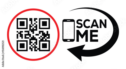 Scan QR code icon. Digital scanning qr code. QR code scan for smartphone. Scan Here text on top of the qr code