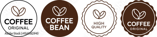Coffee bean logo design vector, original coffee, high quality coffee, coffee shop logo, coffee branding