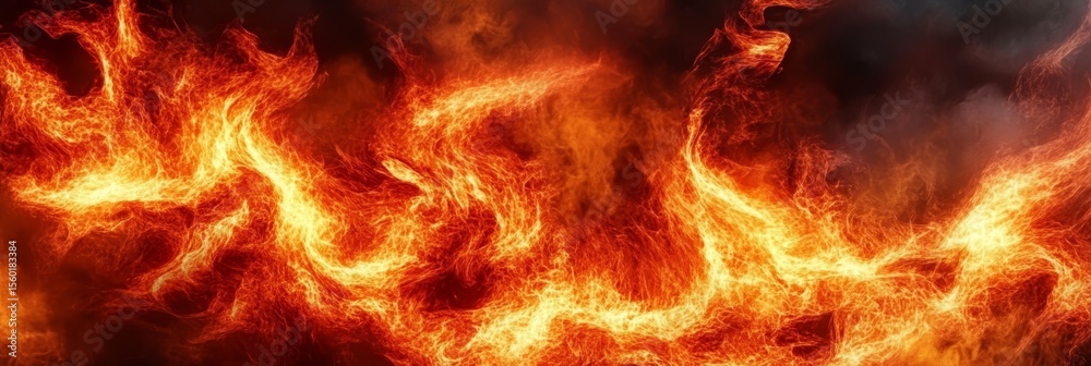 Obraz premium Inferno of Fire A Fiery Dance of Flames and Smoke, Symbolizing Destruction and Raw Energy