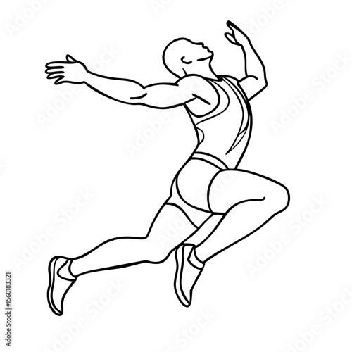 runner in powerful sprinting leap, for sport infographic