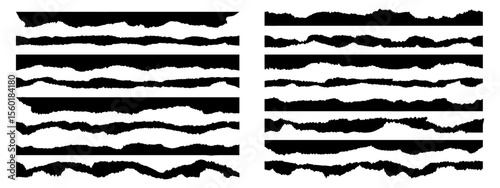 Collection of ripped paper borders and stripes vector illustration
