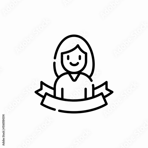 best female employee ribbon icon sign vector