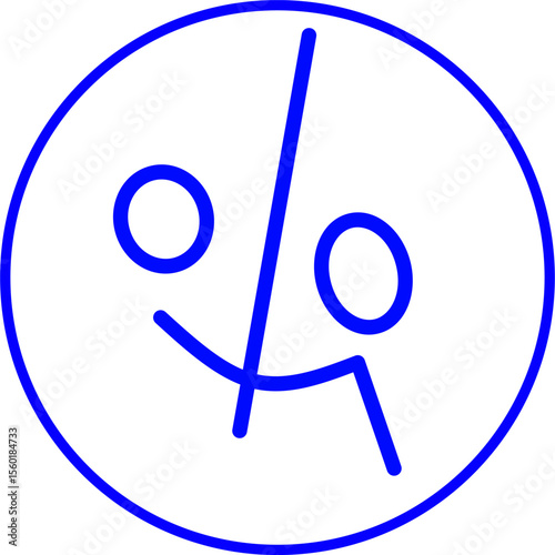 blue line icon free in circle. Summer discount theme blue line icon in circle