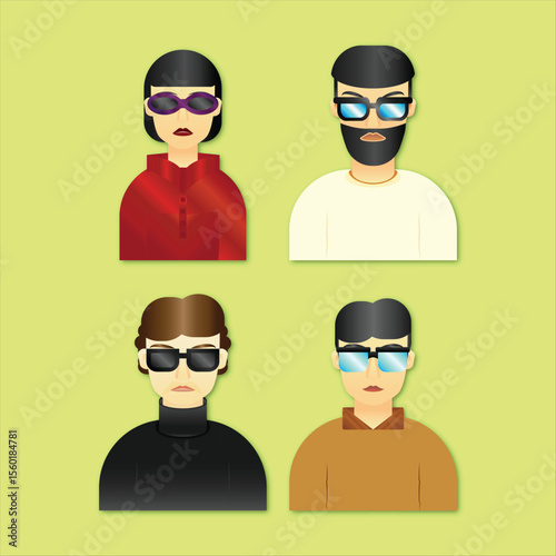 Set of shopisticated characters