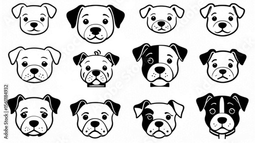 バリエーション豊かな犬の顔アイコン｜Variety of Dog Face Icons