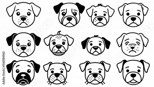 バリエーション豊かな犬の顔アイコン｜Variety of Dog Face Icons