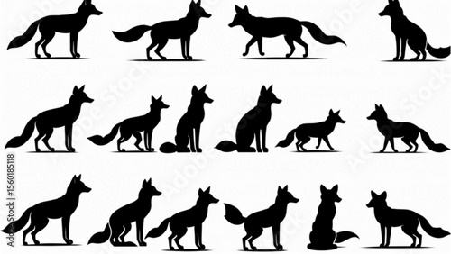 キツネシルエットアイコンセット｜Fox Silhouette Icon Set