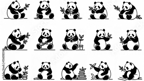 パンダ竹アイコンセット｜Panda Bamboo Icon Set