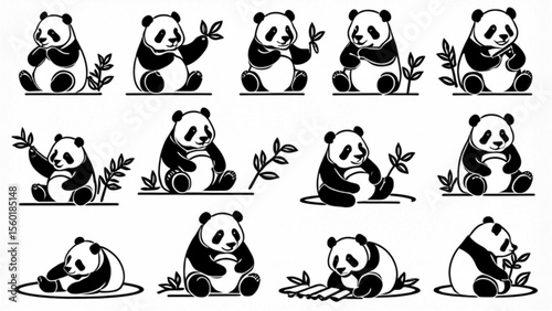 パンダ竹アイコンセット｜Panda Bamboo Icon Set