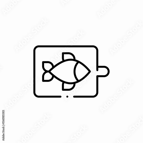 fish on chopping board icon sign vector