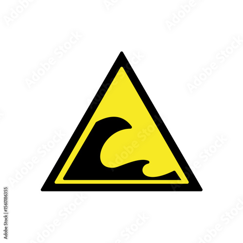 Warning sign icon for areas prone to large waves or tsunami
