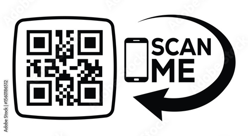 Scan QR code icon. Digital scanning qr code. QR code scan for smartphone. Scan Here text on top of the qr code