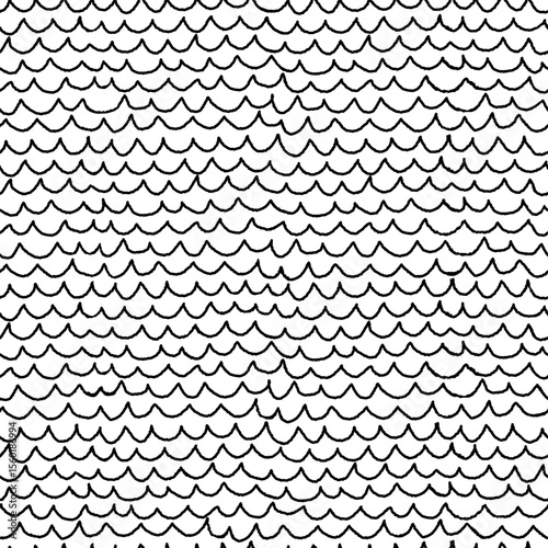 Fish scale seamless pattern in black and white. Vector seamless abstract back...