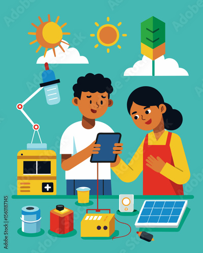 A series of workshops on DIY solar projects equipping participants with the skills and tools to build their own solarpowered gadgets and devices.. Vector illustration