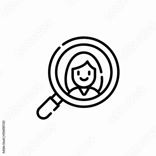 recruitment search woman employee icon sign vector