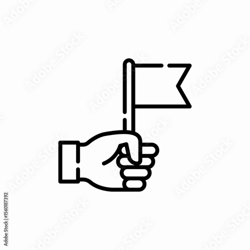 rise flag hand icon sign vector