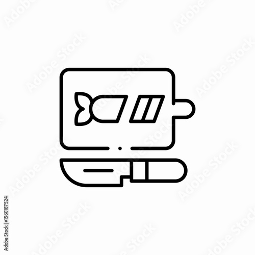 sausage cut chopping board icon sign vector