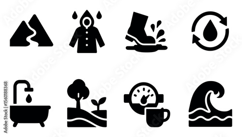 Environment, sustainability solid icon set. eco-friendly, conservation icons solid style