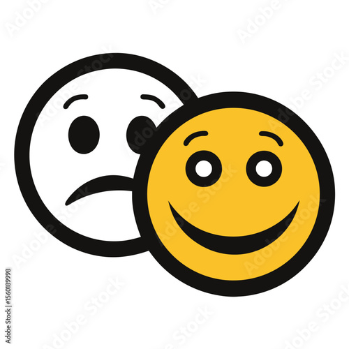Dual Emotion Faces Happy and Sad Smiley Emoticons Illustration