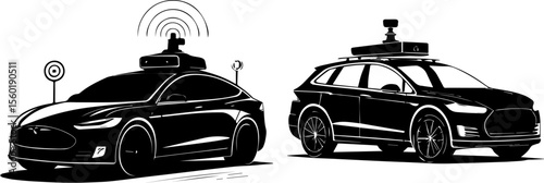 Autonomous Self-Driving Cars with Sensors Silhouettes