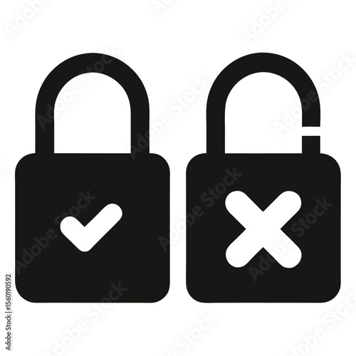Locked vs Unlocked Padlock Icons Security and Privacy Symbols